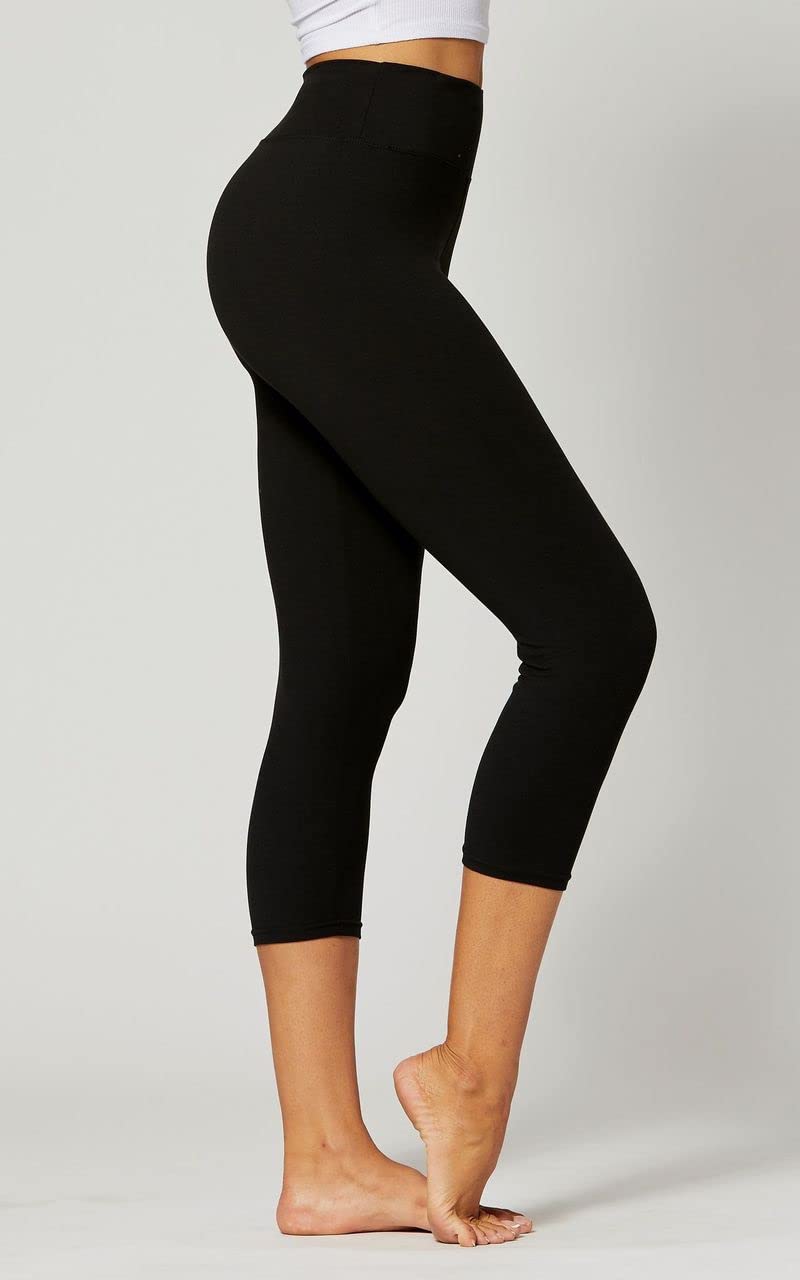 Conceited Capri Leggings for Women - High Waisted - Soft - Casual - Black - Small - Medium - Image 5